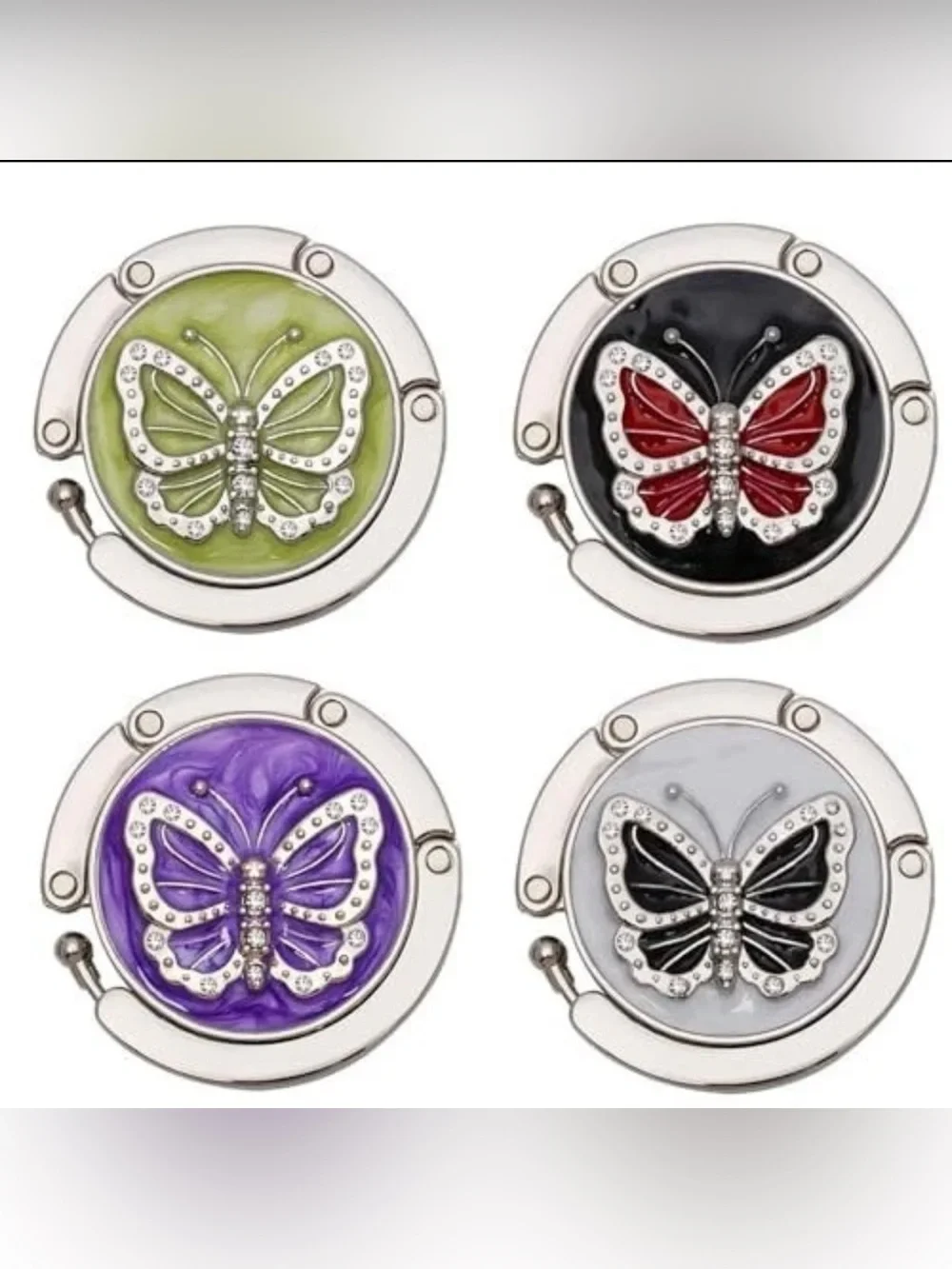 Fashion Butterfly Purse Hook - Choice of 1 (Green/Black/Purple/White) - NIP